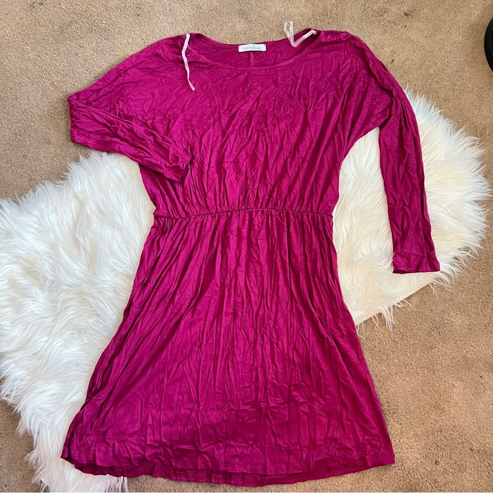 Caralase Magenta Long Sleeve Mini Dress